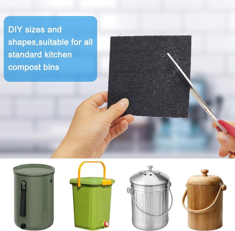 IOUALEY 6.7inch & 5inch Charcoal Filters for Kitchen Compost Bucket, Compost Filter for Countertop Bin,Compost Pail Replacement Activated Carbon Charcoal Filters, Round& Rectangle - Image 5